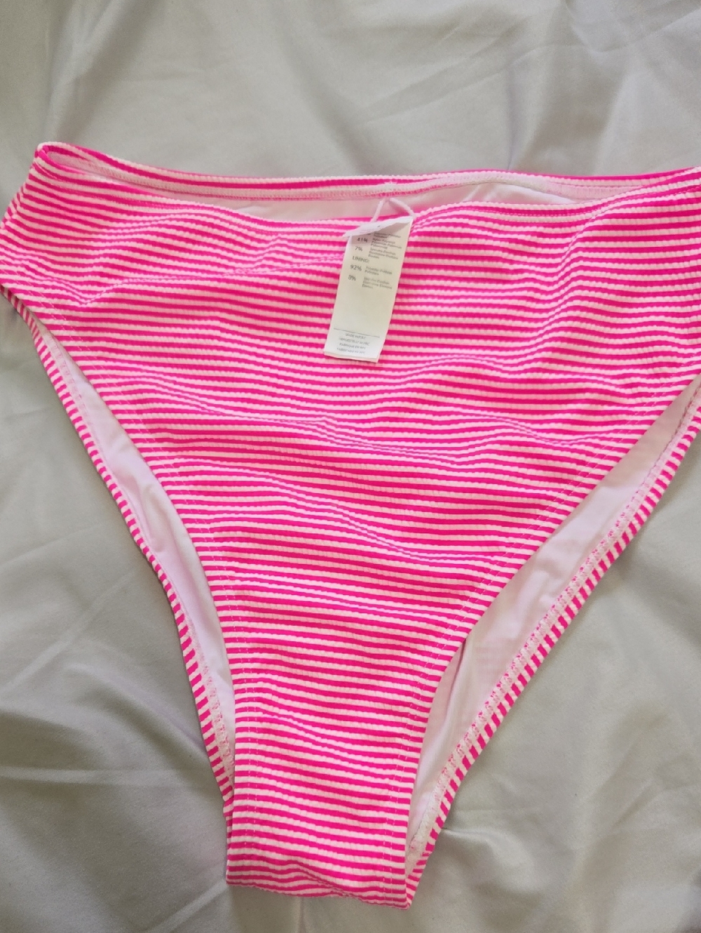 Cupshe Large High-Rise Pink Striped Bikini Bottom